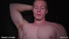 Sexy shaped ginger hunk is enjoying jerking off his huge gay dick