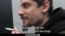 Skinny fag with nose ring got paid for doing gay blowjob to stranger